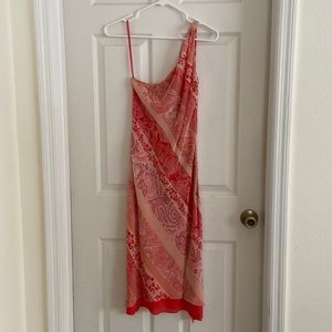 One shoulder lined dress with side slits